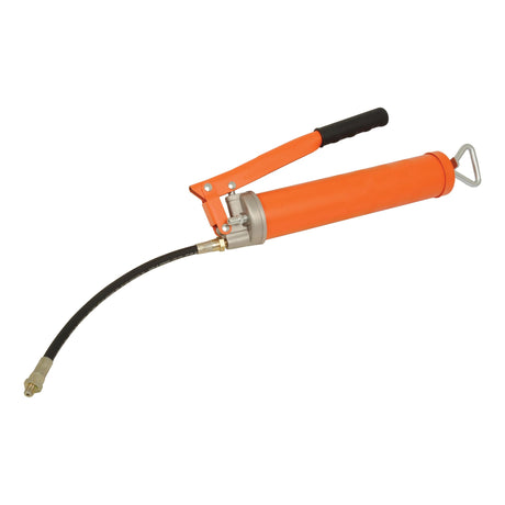 The Sparex Grease Gun - (Standard Duty) S.29978, featuring a black handle, flexible and rigid high-pressure tubes, is an ideal handheld tool for lubricating machinery.