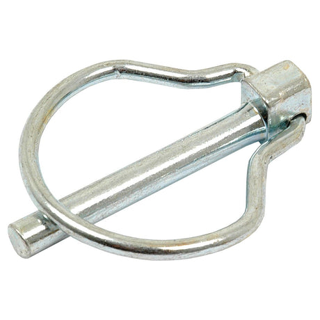 A Pear Linch Pin from Sparex, featuring a pin diameter of 6mm and length of 44.5mm, with a circular wire loop and a straight locking pin in silver, ideal for use with Massey Ferguson machinery.