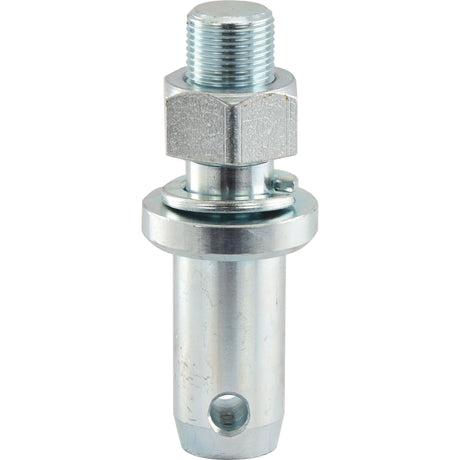 A metal threaded bolt with a hexagonal nut and a cylindrical base, designed as the Sparex Lower Link Implement Pin 36x149mm with thread size 1 1/8''x48mm Cat. 3 (Part No. S.3005).