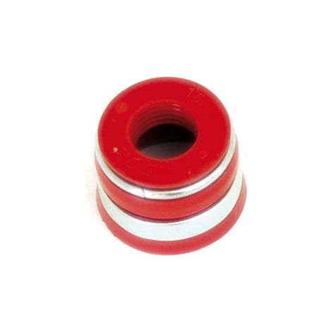 A red and silver metal cylindrical object with a circular hole in the center, resembling a mechanical part or component similar to those used in Case IH machinery, such as the Valve Stem Seal (Sparex Part No. S.30082) by Sparex.