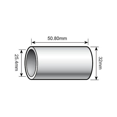 Product Specifications for Top Link Conversion Bush (Cat. 3 to 2) - S.3008 by Sparex: Diagram of a cylindrical pipe with dimensions: 50.80mm in length, 32mm outer diameter, and 25.4mm inner diameter.