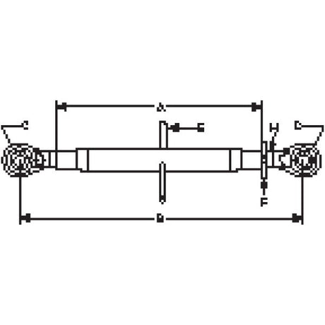 Diagram of the Top Link (Cat.1/1) Ball and Ball, 1 1/8", with labeled measurements at both ends, detailing specifications and dimensions, along with Sparex's manufacture information to ensure suitability for various applications. Minimum length: 520mm. - S.300