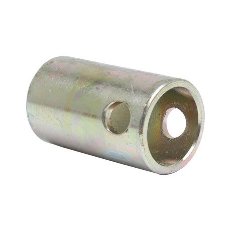 The Sparex Lower Link Conversion Bush (Cat. 3 to 2) - S.3010, a metallic cylindrical fitting, features two holes of different diameters—one on the side and one on the end—with a lower link diameter of 28.57mm.