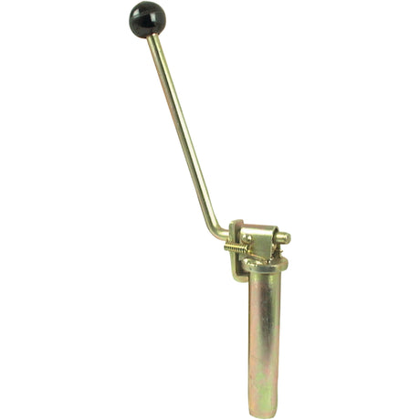 A Sparex Drawbar pin locking mechanism (Part No. S.30127) with a 31x150x250mm manual metal hand-crank, featuring a long handle with a black knob, attached to a cylindrical base and equipped with a Sparex locking pin for added security.