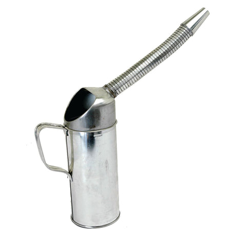 The Metal Jug - 1L (Sparex Part No.S.30161) by Sparex is made of silver metal and features a long, flexible spout and a side handle.