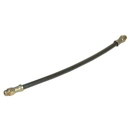 The Sparex Grease Gun Tube - Flexible (M10) 30cm, also known as Sparex Part No.S.30164, is a versatile black hose with brass fittings on both ends, suitable for plumbing or automotive applications.