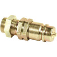 A brass compression fitting with hexagonal nuts and threaded ends, designed for secure pipe connections, is an excellent pairing for the Sparex Stauff Quick Release Hydraulic Coupling Male 1/2'' Body x M22 x 1.50 Metric Male Bulkhead (Sparex Part No.S.30207).