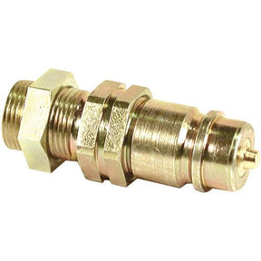 A brass compression fitting with hexagonal nuts and threaded ends, designed for secure pipe connections, is an excellent pairing for the Sparex Stauff Quick Release Hydraulic Coupling Male 1/2'' Body x M22 x 1.50 Metric Male Bulkhead (Sparex Part No.S.30207).