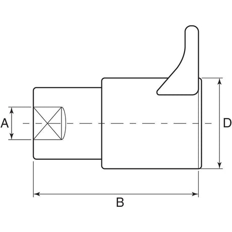 A technical drawing of the Stauff Quick Release Hydraulic Coupling (Sparex Part No. S.30216) features a cylindrical mechanical part made of carbon steel with dimensions labeled A, B, and D. The part includes a protruding lever on one side and resembles a standard coupling in its design.