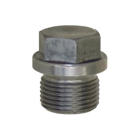 Close-up view of a metallic hexagonal bolt with threaded end, commonly used for fastening. This piece resembles the precision seen in the Hydraulic Adaptor M12x1.50 Metric Solid Plug (Sparex Part No.S.3027) from Sparex, ensuring secure and reliable connections.