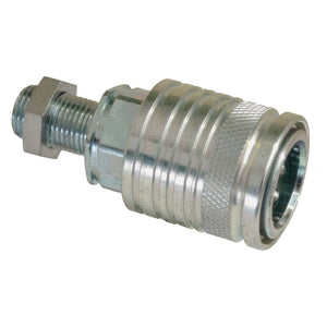 A close-up image of the Sparex Stauff Quick Release Hydraulic Coupling, with a 1/2'' body and M16 x 1.50 metric male bulkhead, featuring a threaded end and knurled grip, used in hydraulic or pneumatic systems (Sparex Part No. S.30566).