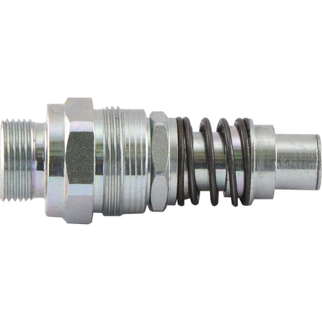 A metal hydraulic valve with threaded M22x1.5 ends and a spring mechanism in the middle, featuring compatibility with Kit Multifaster systems, specifically the Sparex Kit Multifaster - Female Cartridge - Size 1/2'' - M22x1,5 (Sparex Part No.S.31078).