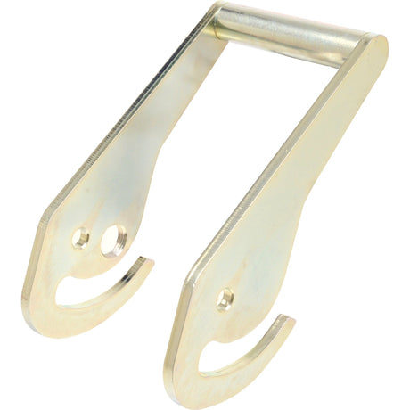 The Kit Multifaster - Lever - 2P206 (Sparex Part No.S.31090) by Sparex is a metal mounting bracket equipped with two hooks, a cylindrical connector at the top, and a lever for quick adjustments.