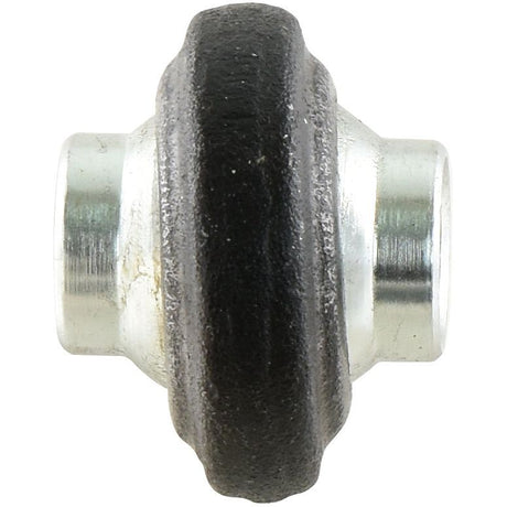 Close-up of the Top Link Weld On Ball End (Cat. 1) with black rubber in the middle and Sparex silver-colored metal on both ends.