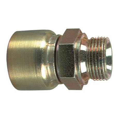 The Sparex Parker BSP Hose Insert 3/8'' x 3/8'' x 19'' Male Straight (S.3110606) is a metallic hydraulic fitting with a hexagonal nut and threaded end, ideal for connecting fluid lines or pipes.