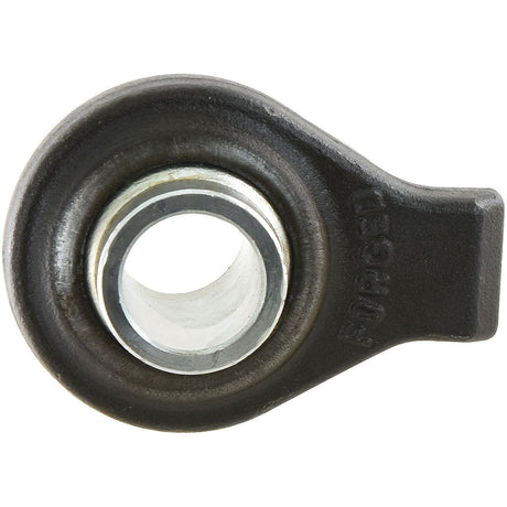 Close-up of a Top Link Weld On Ball End (Cat. 2) by Sparex, featuring a black outer casing and a silver inner ring, ideal for John Deere applications.