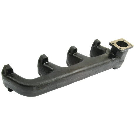 The Sparex Exhaust Manifold (4 Cyl.), Part No. S.312030, is a black cast iron manifold designed with four ports and a flange on one end, ideal for automotive engine systems, specifically tailored for Deutz-Fahr engines.