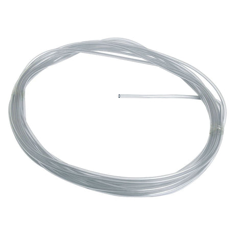 A coiled, transparent Sparex plastic hose with a 3mm internal diameter and one end protruding inside the loop, available in a convenient 10m fixed length (Sparex Part No. S.31240).