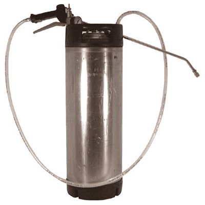 The Spray Tank VA 6bar by Sparex (Sparex Part No.S.31405) is a metal spray tank equipped with a handle, hose, and spray nozzle, designed to operate efficiently at a working pressure of up to 6 bar.