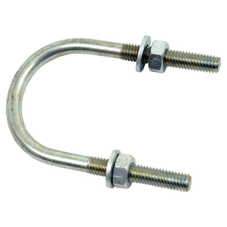 A U Bolt- M8x27mm with a length of 55mm from the Sparex brand, Part No. S.3140, featuring threaded ends and includes two hex nuts and washers.