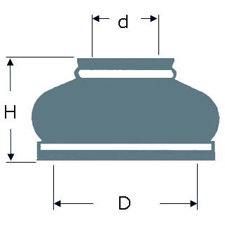 Diagram of a Track Rod End Rubber Boot - S.31485 with dimensions labeled as 'd' for the top diameter, 'D' for the base diameter, and 'H' for height, branded by Sparex. This information is suitable for product specifications and manufacturing details.