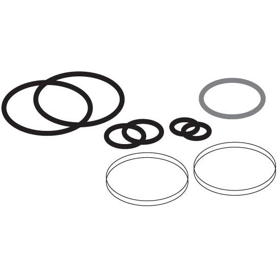 A collection of variously sized circular rubber gaskets and O-rings from the Sparex Seal Repair Kits for Quick Release Couplings 1/2" (Fits: Ford 40 & 70 Series, Fiat G Series, S.4364, S.4365, S.129780) - Sparex Part No. S.3161, arranged in a simple layout on a plain background.