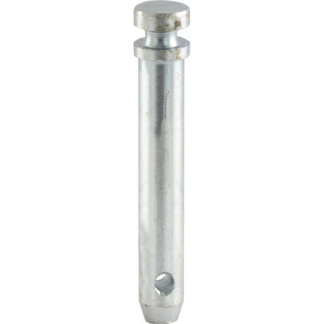 Top link pin 16x80mm Cat. 0, Sparex Part No. S.3173, is a cylindrical metallic pin featuring a small hole near its tapered end and a rounded head on the opposite side. Ideal for use with Sparex components.