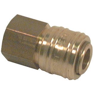 The Hose Coupling 3/8'', Sparex Part No. S.31806, by Sparex, is a brass hexagonal fitting with threaded and ribbed sections, ideal for plumbing or mechanical connections.