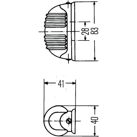 Technical drawing of the Marker Light - Side Facing (Halogen), RH & LH, 12V - S.31960 by Sparex, featuring side and top views with dimensions marked: 83mm x 28mm and 41mm x 40mm. The design includes an optional amber lens for halogen light fixtures.