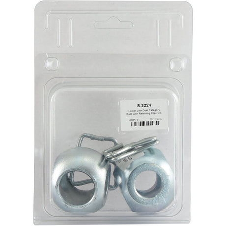 Packaged in clear plastic clamshell, the Sparex Lower Link Dual Category Balls with Retaining Clip (Cat. 1/2), (4 pcs. Agripak) - model S.3224, are manufactured to high standards and suitable for various applications.