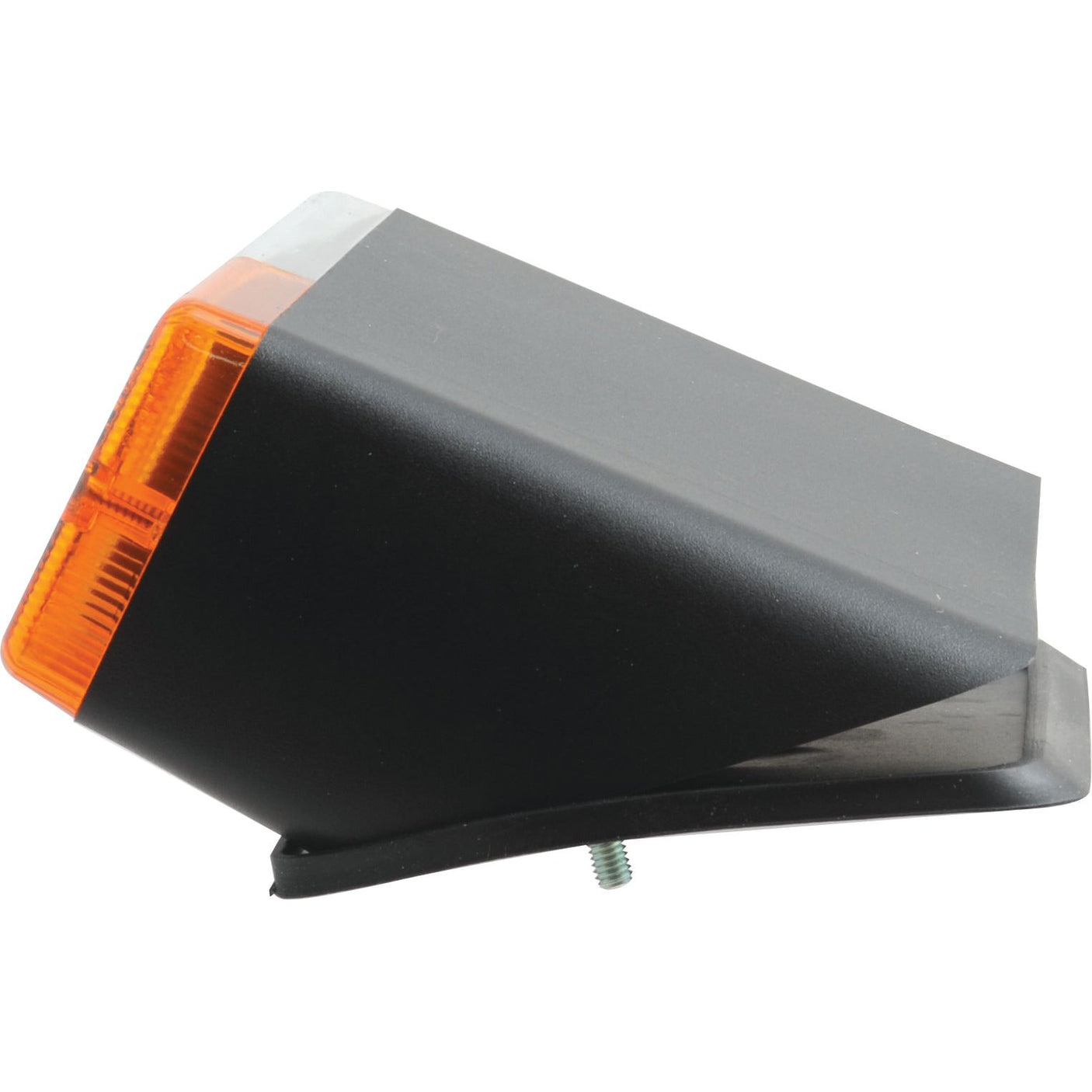 Side view of a Sparex Front Combination Light (Halogen), 12/24V, RH, Straight - S.3228 in black and orange with an amber lens and a mounting screw at the base.