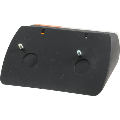 Image of a black, two-pronged electrical plug adapter with a rectangular shape and two round holes on its surface, designed to pair seamlessly with devices featuring the Sparex Front Combination Light (Halogen), 12/24V, RH, Straight - S.3228 setups.