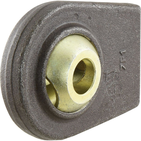 Close-up of the Lower Link Weld On Ball End (Cat. 1/2), a high-quality Sparex part (No.S.3270), showcasing its dark, textured exterior with a precise ball width and a central, round gold-colored bearing.