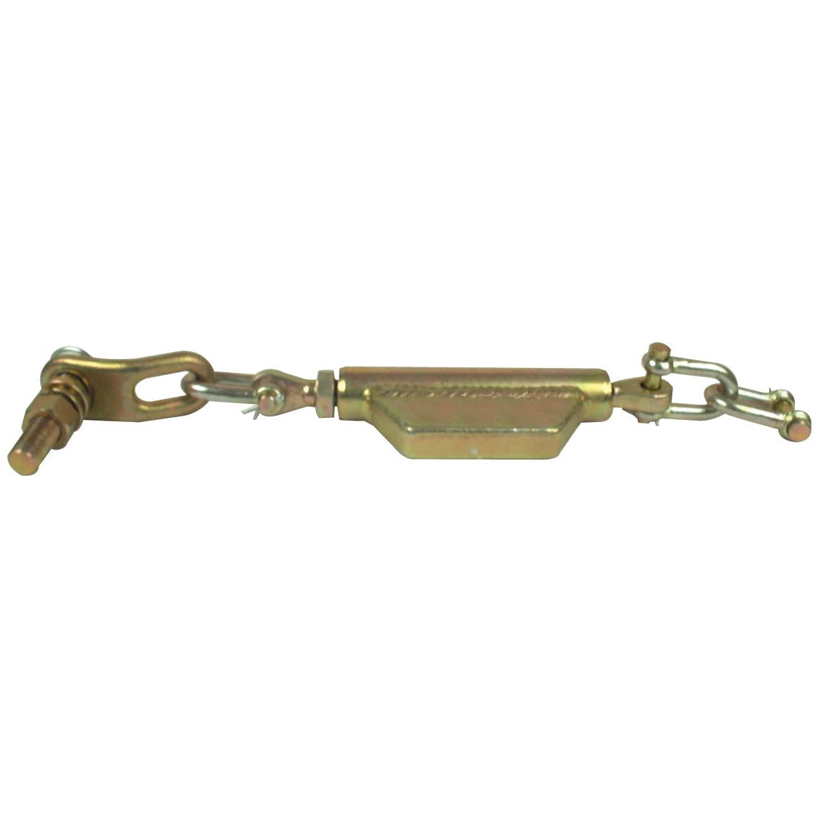 A metal stabiliser chain featuring a D-shackle with an 11mm diameter, and threaded ends with a 19mm diameter (3/4 UNC thread), designed for adjusting tension and length in ropes or cables, compatible with Fiat 315 tractor parts. This product is identified by Sparex Part No.S.3289.