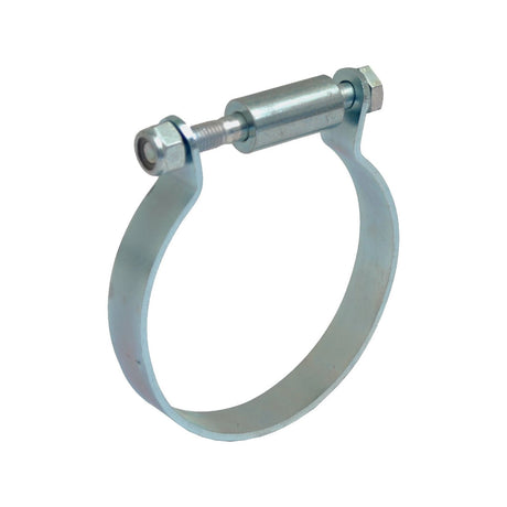 A metal hose clamp, featuring a threaded bolt and nut mechanism for tightening, ideal as the Sparex Hydraulic Top Link Clamp for cylinders with an outer diameter of 90mm (Part No. S.32959).