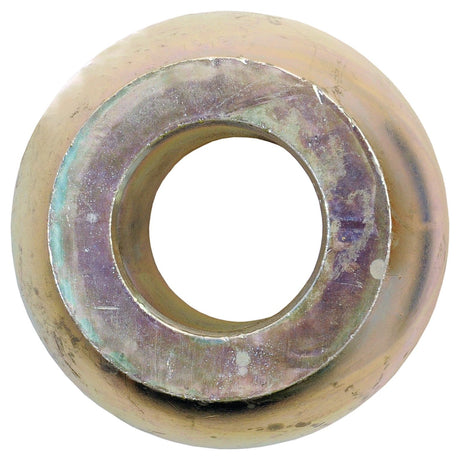 Close-up of a Lower Link Ball (Cat. 2/1) - S.32994 by Sparex, showing signs of wear and discoloration around the central hole, suggesting extensive use in its manufacture.