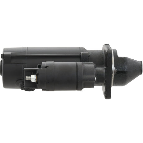 A Starter Motor - 12V, 3Kw, Gear Reducted (Mahle) by Sparex, part number S.32998, with a cylindrical shape and electrical connections is shown from the side against a white background.