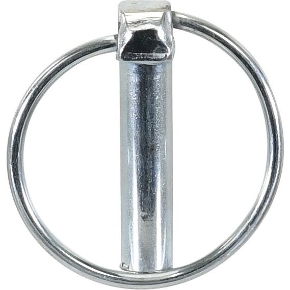 Introducing the Sparex Round Linch Pin, Pin Ø10.5mm x 44.5mm (Sparex Part No.S.32), a shiny metal pin with a circular spring retainer attached, perfect for standard duty applications and compatible with Massey Ferguson equipment.