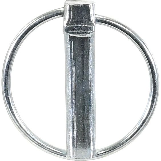 Close-up image of the Round Linch Pin, Pin Ø10.5mm x 44.5mm (Sparex Part No.S.32) from Sparex. The pin is placed vertically inside a circular ring, with the top and bottom ends extending slightly beyond the ring's perimeter. This Standard Duty linchpin ensures reliable performance in demanding applications.