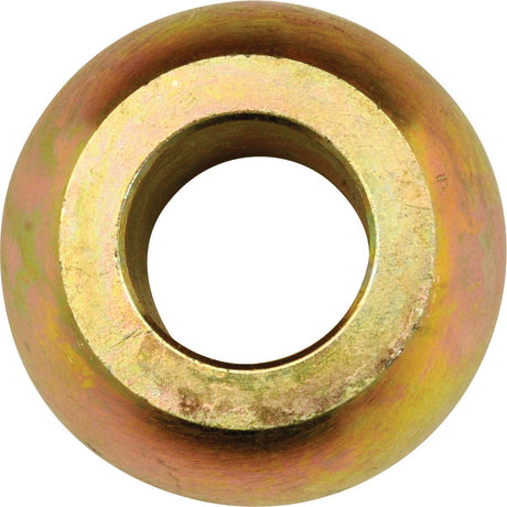 The Lower Link Ball (Cat. 3/2) - S.33006 by Sparex is a metal spherical washer with a central hole, featuring a yellowish-brown finish, suitable for various mechanical applications.