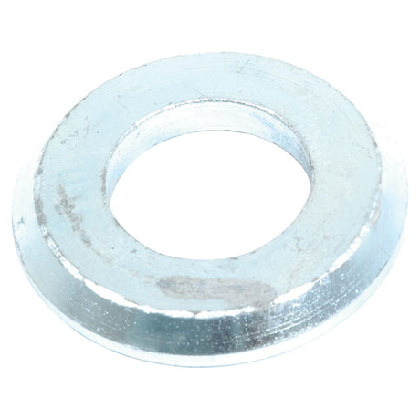 A metal washer with a central hole, showing slight wear and minor scuff marks, potentially suitable as the Sparex Lower Link Spacer 2/2, 3/2 (Part No. S.33011) for Massey Ferguson tractors.