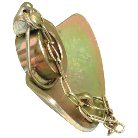 The Sparex Lower Link Guide Cone and Linch Pin (Cat. 2/2) - S.33033 is a durable metallic chain shackle featuring a flat, curved backplate and an attached looped chain, ideal for various securing applications.