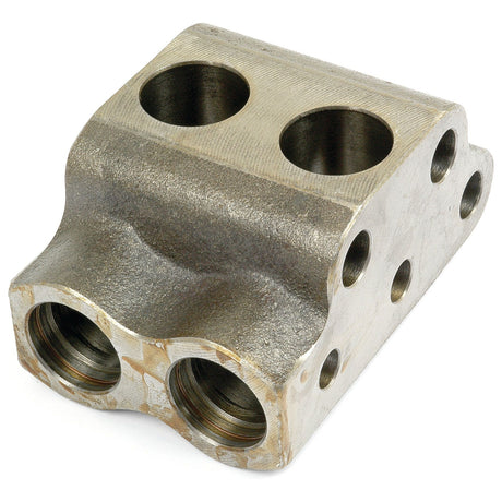 A Valve Chamber, branded as Sparex and identified by Part No. S.3343, is a metallic component featuring cylindrical holes and threaded openings, commonly utilized in mechanical or industrial applications.