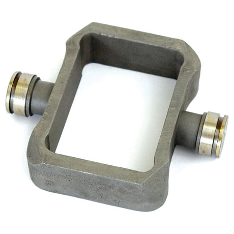 A rectangular metal bracket with cylindrical ends featuring brass rings, resembling Sparex's Hydraulic Piston Ring (Sparex Part No. S.3345), likely essential for mechanical purposes, reminiscent of Massey Ferguson piston components.