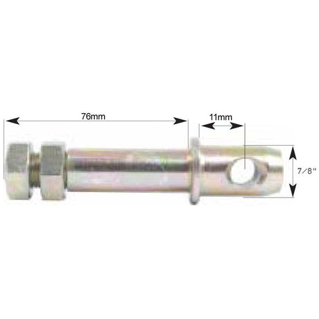 The Sparex Stabiliser Pin 22x113mm (Sparex Part No. S.3368) features a nut and bolt, measures 113mm in length, has a diameter of 22mm, and includes a thread size of 5/8" x 25.4mm, ensuring high quality from the Sparex brand.