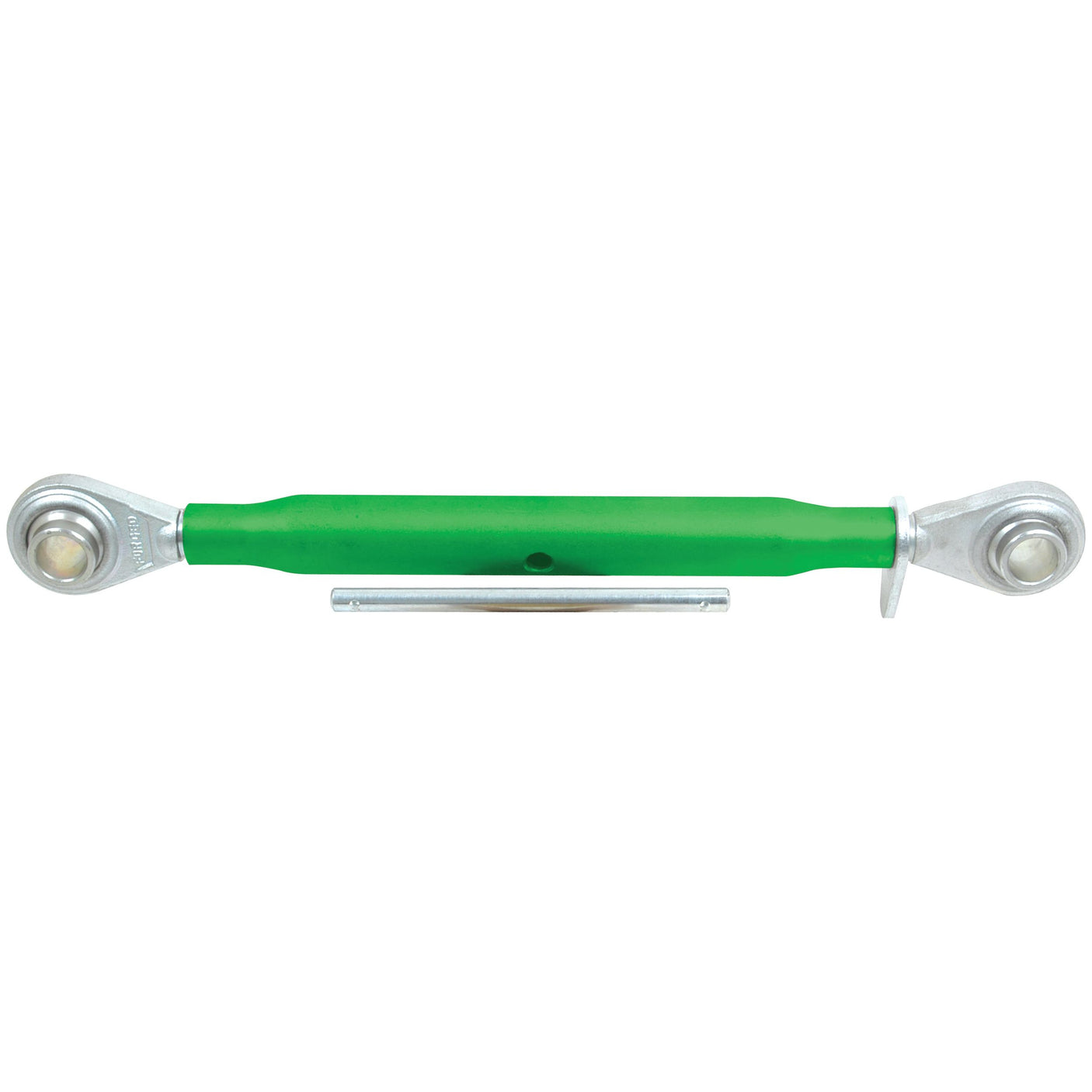 A Top Link (Cat.1/2) Ball and Ball, 1 1/8'', with a minimum length of 630mm by Sparex, featuring metal eye bolts on each end, ideal for adjusting tension or length in cables, rods, and similar structures. Perfect for precision with adjustable thread size.