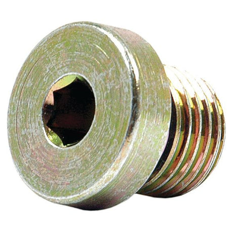 A close-up image of the Sparex Hydraulic Blanking Plug Adaptor M14 x 1.5 (Sparex Part No.S.34232), featuring a threaded shaft and a flat, circular top.