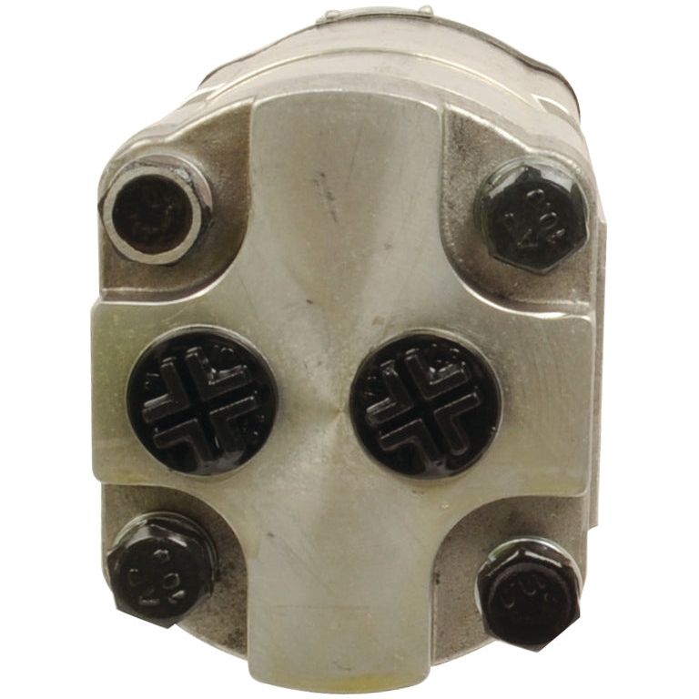 Close-up view of a Sparex Tandem Hydraulic Pump - S.34403 with four visible bolts arranged symmetrically on a metallic surface.