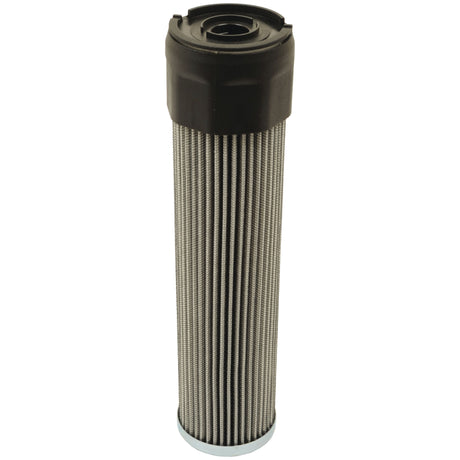 A Sparex Hydraulic Filter - Element - HF35436 (Sparex Part No. S.34590) is a cylindrical metal filter with pleated mesh and a black plastic cap on top, often utilized for filtering fluids or air in various systems, including the Fendt VARIO.