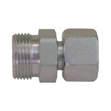 A **Sparex Hydraulic Metal Pipe Straight Reducer Coupling 10L / 12L (Part No. S.34732)** with a threaded male end and a hexagonal nut on the other side, used for connecting pipes or tubes.